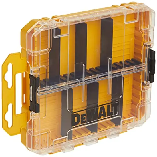 DEWALT TSTAK Tool Box, 8-Compartments, Clear Lid Organizer, Side Latches for Easy Connection, Removable Compartments for Small Tools and Accessories(DWAN2190),Yellow {3}