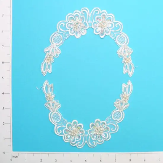 Vintage Flower Bridal Applique/Patch 2 Pack - 5 1/2" x 5 1/2" White {2}