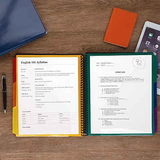 24 Pocket Spiral Project Organizer - Includes 12 Dividers, Customizable Front Cover, Erasable Write-On Tabs in Assorted Colors, and Plastic Folders with Pockets {4}