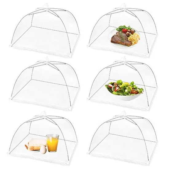 (6 Pack) Pop-Up Food Cover Tents, 17 Inch X17 Inch Food Mesh Cover, Reusable and Collapsible Outdoor Picnic Food Cover Net,Suit for Parties Picnics,BBQs {2}