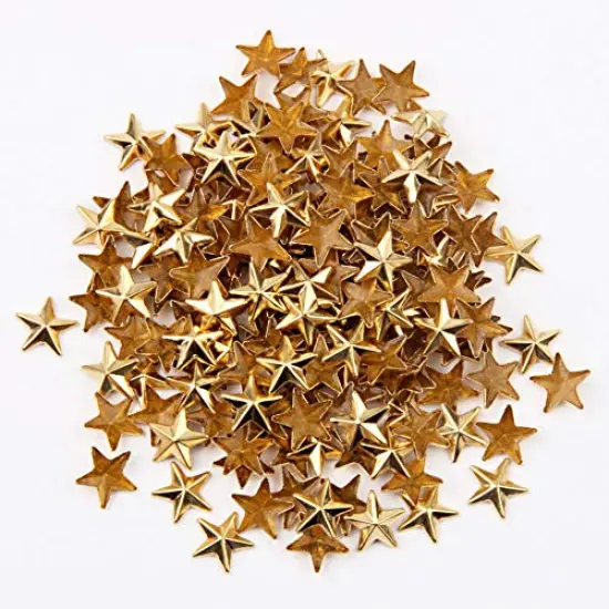 300 Pieces Hotfix Iron On, Flat Back Stars Studs - 1/4" Flatback Glue on Studs (Gold, 10x10mm) {2}