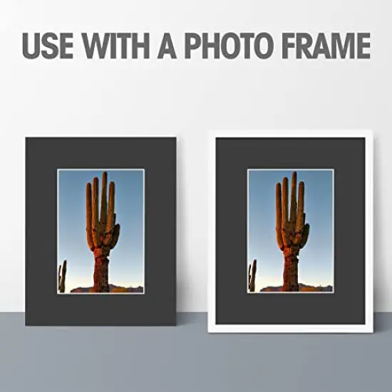 4 Ply Thickness 8x10 Photo Mat with 5x7 Opening, Signature Friendly - Great for Weddings, Baby Showers, Birthdays (Set of 10, Classic Black Color) {3}