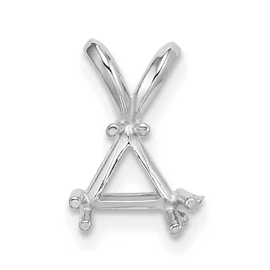 14K White Gold 3 Prong Triangle Pendant Setting 7mm {2}