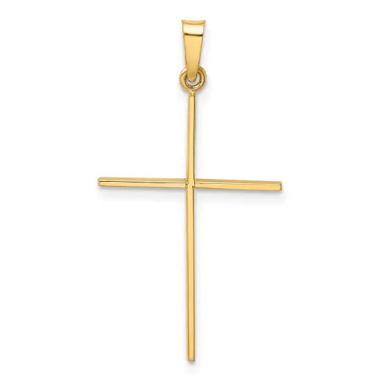 14K Yellow Gold Cross Pendant Charm Religious New 34 X 18mm Jewerly {3}