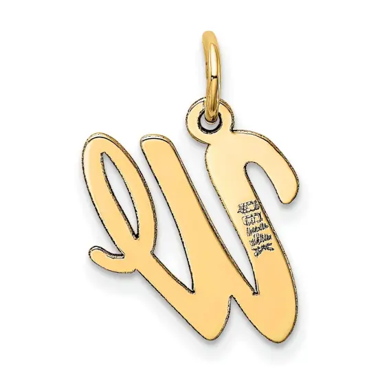 14K Yellow Gold Medium Script Initial Letter W Charm Jewerly 19mm x 10mm {4}