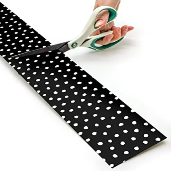 White Painted Dots on Black Straight Rolled Border Trim (TCR8911) {5}