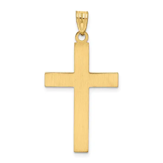 14K Yellow Gold Cross Pendant Charm Religious Jewerly 36mm x 19mm {3}