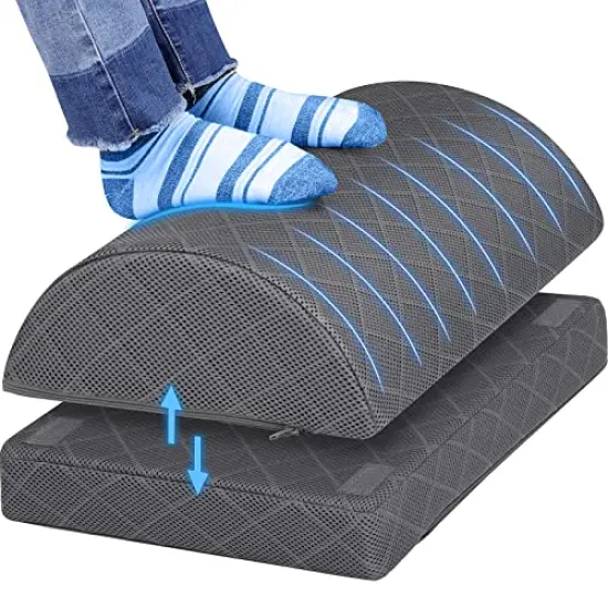 Foot Rest for Under Desk at Work Adjustable Foam for Office, Work, Gaming, Computer, Gift, Home Office Accessories Back & Hip Pain Relief (Grey) {1}