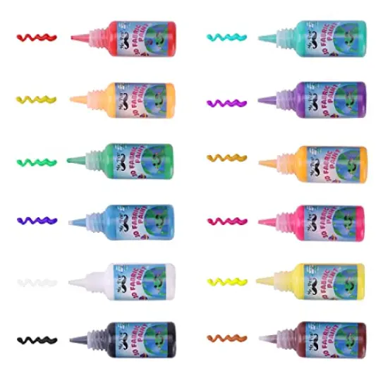 3D Fabric Paint Set - 12 Colors, 0.67 oz Each, 3D Paint for Clothing, T-Shirts, Crafts, and Fabric Decorating {4}