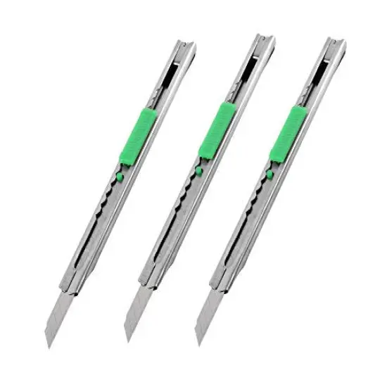 eZthings Heavy Duty 9mm Snap Off Blades Box Cutters Set for Cutting Materials: Wallpaper, Vinyl, Leather, Shrink-wrap Cutter Blades {3}