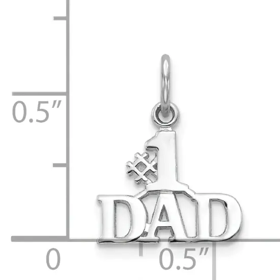14K White Gold #1 Dad Charm Father Family Pendant Jewerly 17mm x 14mm {4}