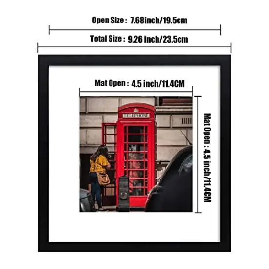 8x8 Picture Frame Set of 6, Display Pictures 5x5 with Mat or 8x8 Without Mat for Wall Mounting or Table Top Display,Black {5}