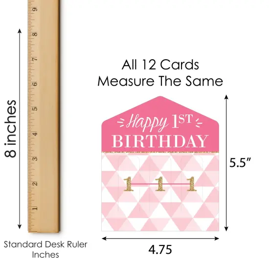 Big Dot of Happiness 1st Birthday Girl - Fun to be One - First Birthday Party Game Pickle Cards - Pull Tabs 3-in-a-Row - Set of 12 {7}