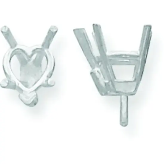 14K White Gold 5 Prong Heart Peg V-End Setting 7mm {1}