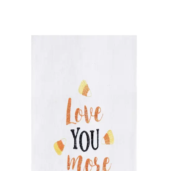 Love You More Than Candy Corn Cotton Embroidered Halloween Flour Sack Kitchen Towel {4}