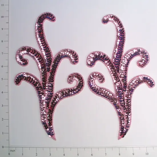 Scroll Sequin Applique/Patch Pack of 2 Mauve {1}