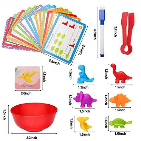 Toys Matching Games for Kids with Sorting Bowls Toddler Learning Activities Manipulatives Preschool Must Have Counters Montessori Fine Motor Skills Toys Age 2 3 4 5 Years (102 PCS) {2}