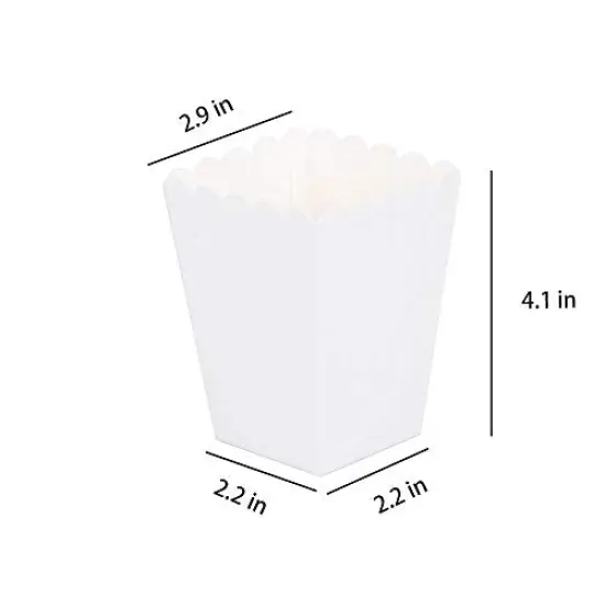 36 Pck White Open-Top Popcorn Box Set of 36 Popcorn Favor Boxes Cardboard Candy Container Parties Mini Paper Popcorn Containers {2}