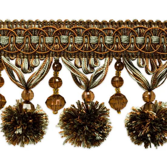 Zoe Ball & Bead Tassel Fringe Copper/ Seafoam {1}