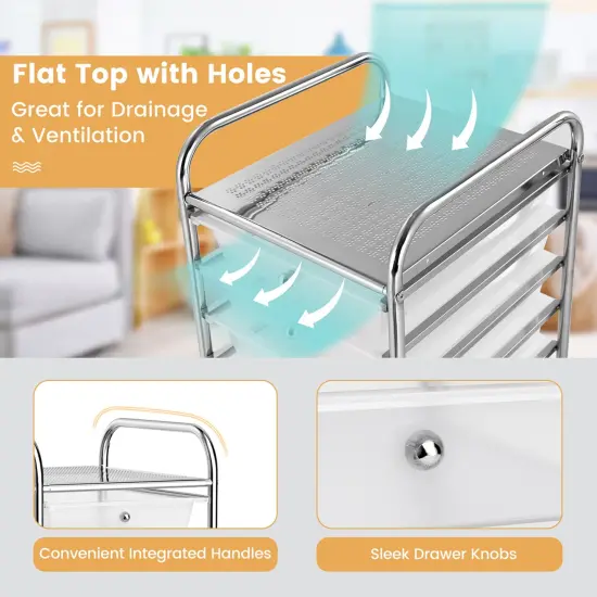 Costway 10 Drawer Rolling Storage Cart Scrapbook Paper Office School Organizer Clear {5}