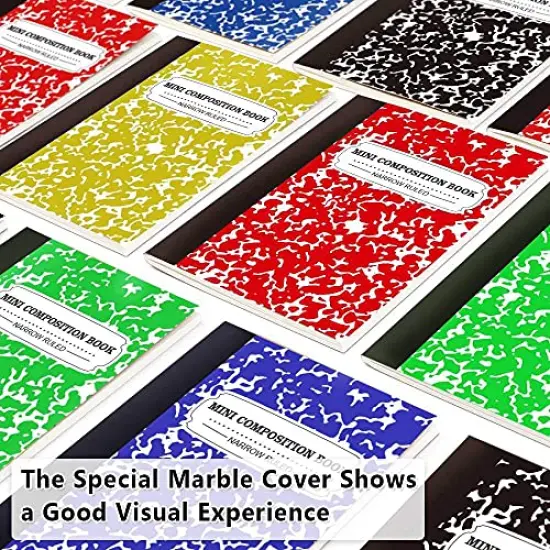 Mini Composition Notebook 30-Pack 5 Colors Narrow Ruled Bulk Small Pocket Marble Cute Journal Notebooks for Kids School Home Office Pocket Sized 4.5 x 3.25 Inches {5}