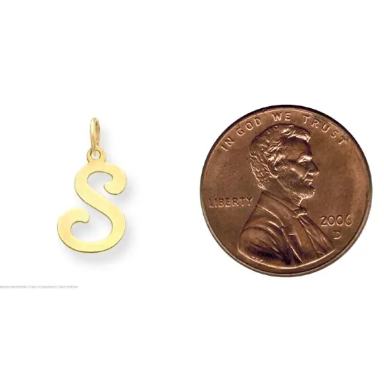 14K Gold Polished Fancy Initial Letter S Charm Pendant Jewerly 20mm x 11mm {2}
