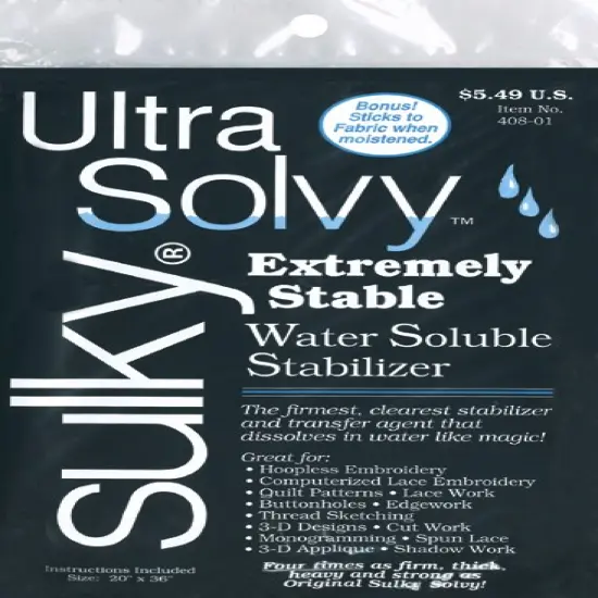 Sulky Ultra Solvy Water-Soluble Stabilizer-19.5"X36" {1}