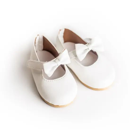 The Queen's Treasures 18 Inch Doll White Dress Shoes with Bow Detail {7}