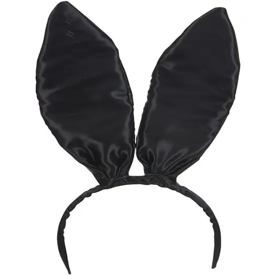 New 9.5" Black Satin Easter Bunny Rabbit Costume Ears {1}