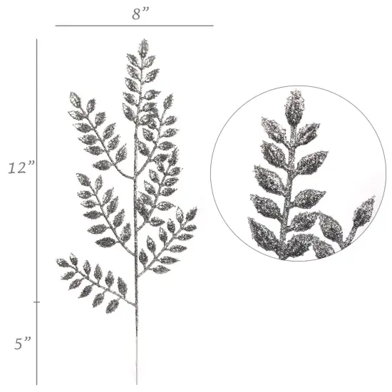 12-Pack: Sparkling Silver Glitter Ash Spray Picks - Elegant Holiday Accents, Ideal for Christmas Decor & Floral Arrangements - Perfect for Home, Office - 2024 Christmas Collection, Floral Home by Artificial Flowers {2}