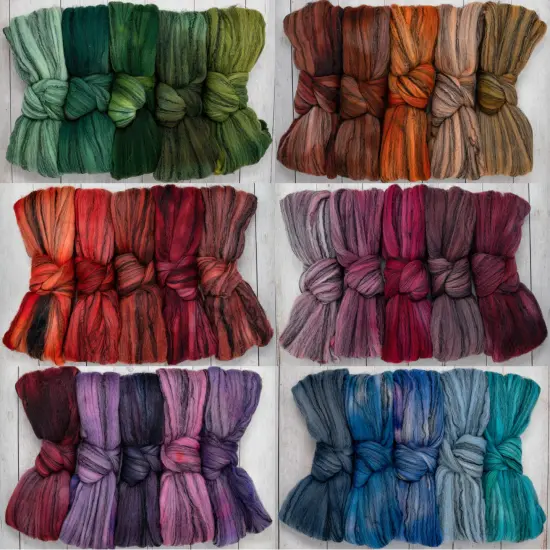 5oz Merino Tencel, Hand Dyed: Soft Lustrous Wool Combed Top Roving for Spinning, Felting, Weaving, and Textiles. Purple Haze {4}