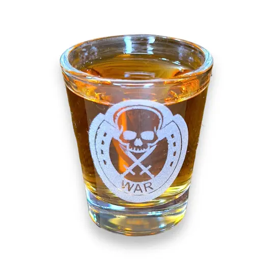 2oz Four Horsemen WAR Shot Glass {1}