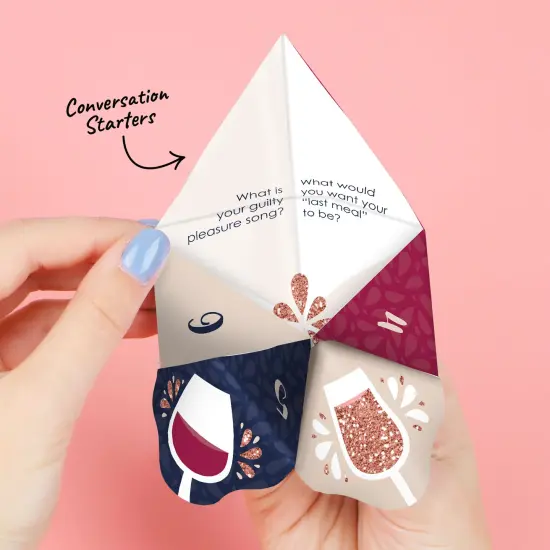 Big Dot of Happiness But First, Wine - Wine Tasting Party Cootie Catcher Game - Conversation Starters Fortune Tellers - Set of 12 {4}