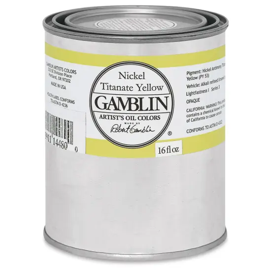 Gamblin Artist's Oil Color - Nickel Titanate Yellow, 16 oz can {1}