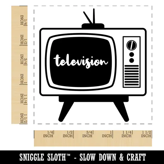 Vintage Retro Television TV Set Self-Inking Rubber Stamp Ink Stamper Black {1}