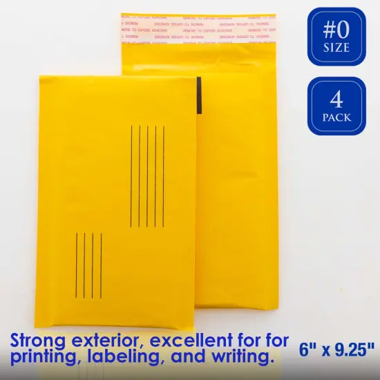 BAZIC Self-Seal Bubble Mailers (#0) 6" x 9.25" (4/Pack) {4}
