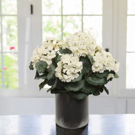 12-Pack: Soft White Geranium Bush - 7 Silk Flowers & Lush Leaves, Indoor/Outdoor Decor, DIY Floral Arrangements - Spring & Summer Display, Floral Home by Artificial Flowers {5}