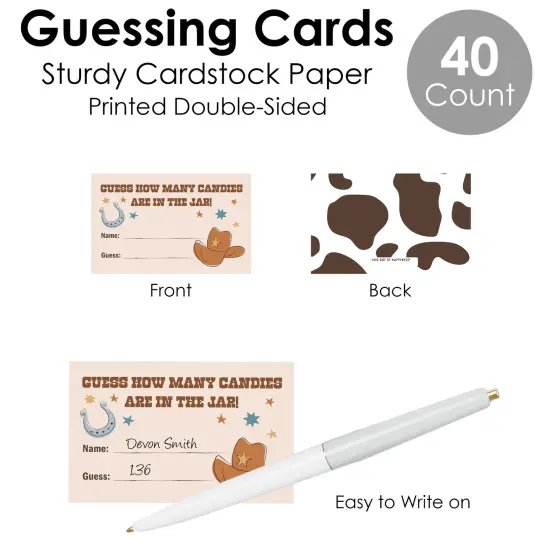 Big Dot of Happiness My First Rodeo - How Many Candies Little Cowboy 1st Birthday Party Game - 1 Stand and 40 Cards - Candy Guessing Game {6}