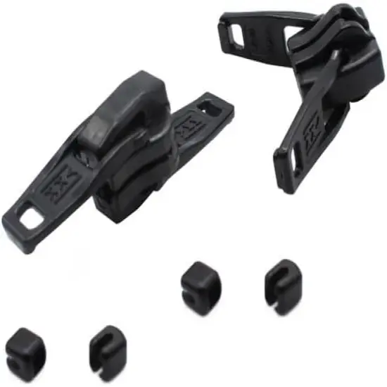 ZipperStop Wholesale - YKK Zipper Repair Kit Solution Vislon #10 Slider/Pull Type Plastic - Top Stoppers Made in USA in Clamshell Box W/Hanger (Locking Double Pulls, Black 2 Pulls-top stoppers) {1}