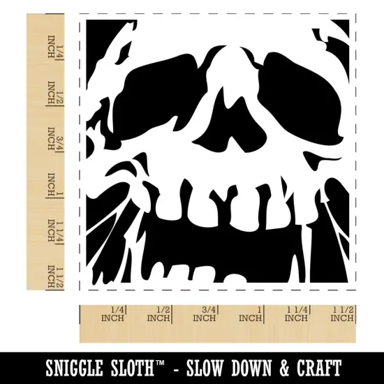 Negative Skull Spooky Bone Face Halloween Self-Inking Rubber Stamp Ink Stamper Black {1}