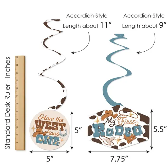 Big Dot of Happiness My First Rodeo - Little Cowboy 1st Birthday Party Hanging Decor - Party Decoration Swirls - Set of 40 {7}