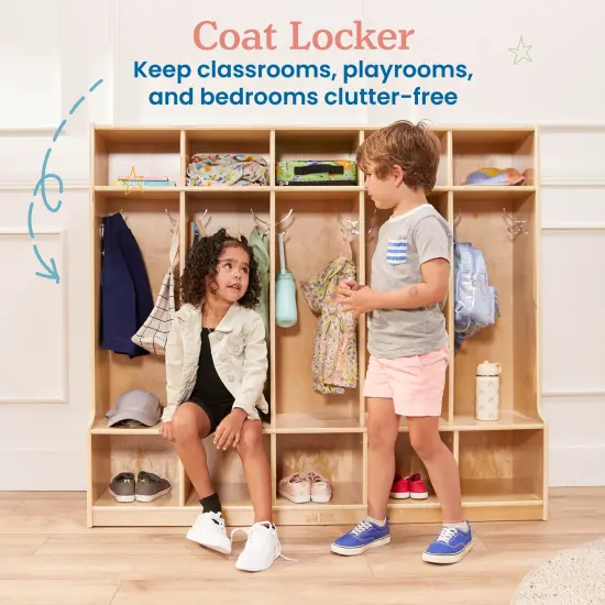 5-Section Coat Locker with Bench and 5 Scoop Front Storage Bins Assorted {4}