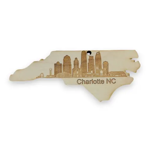 Ornament - Charlotte NC Skyline - Raw Wood Ornament {5}