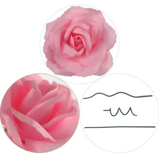 50-Pack: Pretty Pink Rose Picks, 8" Stems, 3" Wide, Floral Home by Artificial Flowers {2}