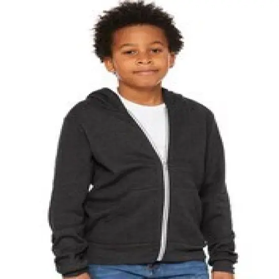 BELLA + CANVAS&reg; Youth Sponge Fleece Full-Zip Hoodie - 3739Y Black {4}