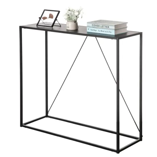 Modern Display Metal Console Table, for Dining, Entryway and Hallway, Black {3}