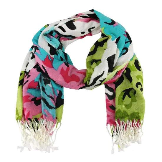 Splashes of Spring Colors Acrylic Leopard Print Scarf 70 in. X 26 in. {3}
