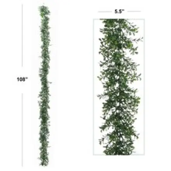 Box of 6: 9FT Boxwood Garland with 760 Realistic Tips, Indoor/Outdoor Use, UV Resistant, Greenery Accents, Parties & Events, Home & Office Decor, Floral Home by Artificial Flowers {2}
