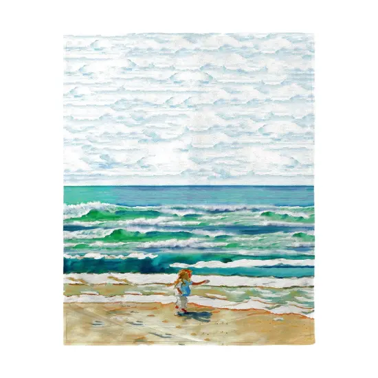 Betsy Drake Girl at the Beach Beach Towel Multicolor {1}