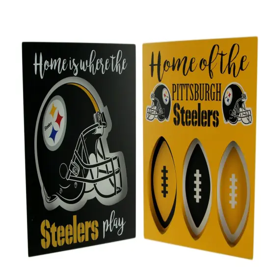 NFL Pittsburgh Steelers Cut Out Helmet and Football Shapes Wall Hangings {1}